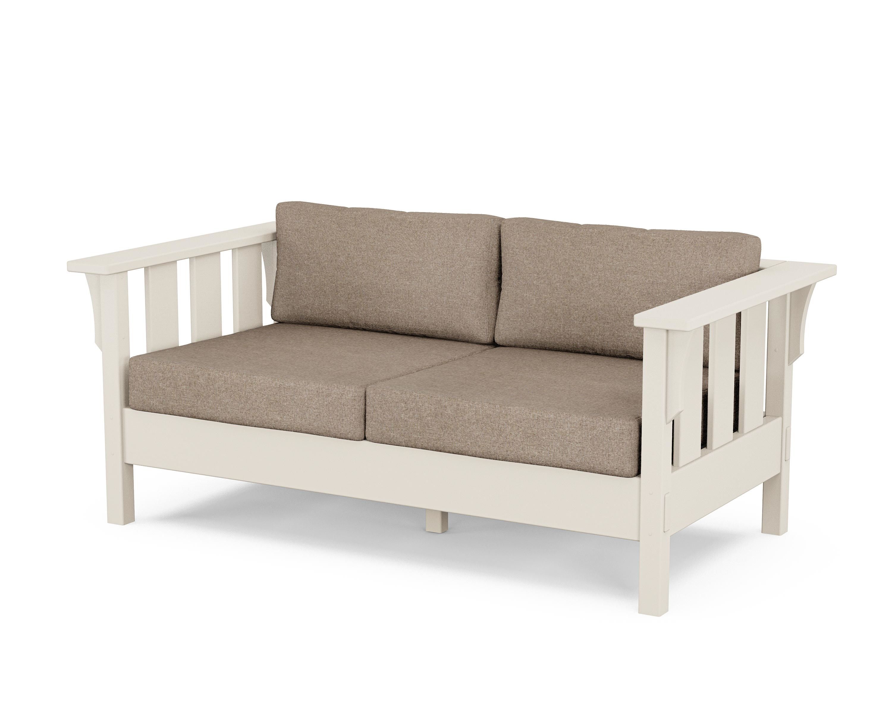 Martha Stewart by POLYWOOD® Acadia Deep Seating Loveseat in Sand / Spiced Burlap