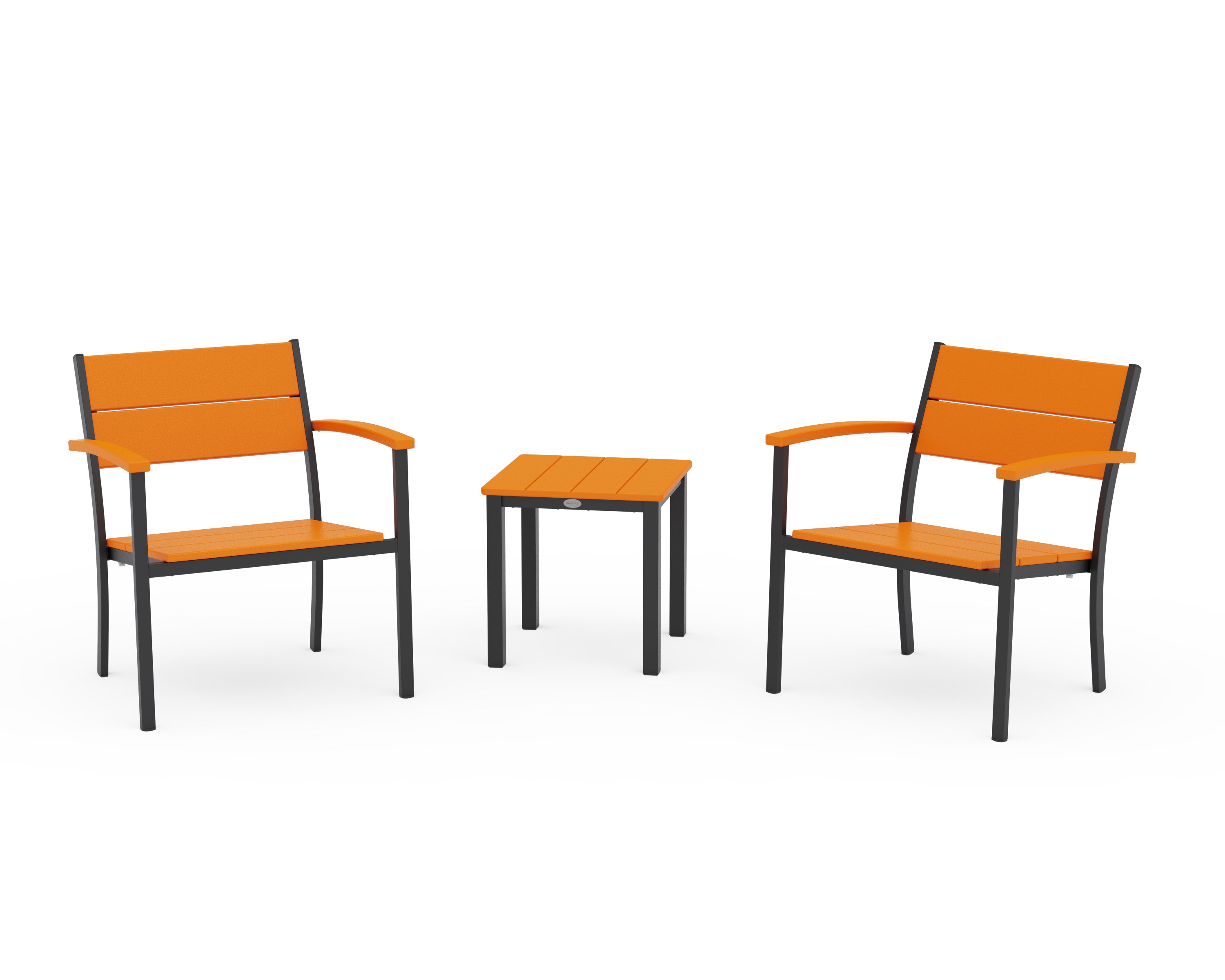 POLYWOOD® Main Street 3-Piece Lounge Chair Set in Black / Tangerine