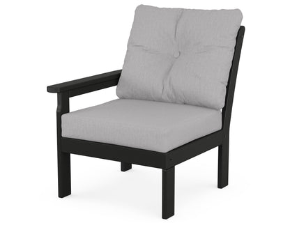 POLYWOOD® Vineyard Modular Left Arm Chair in Black / Granite