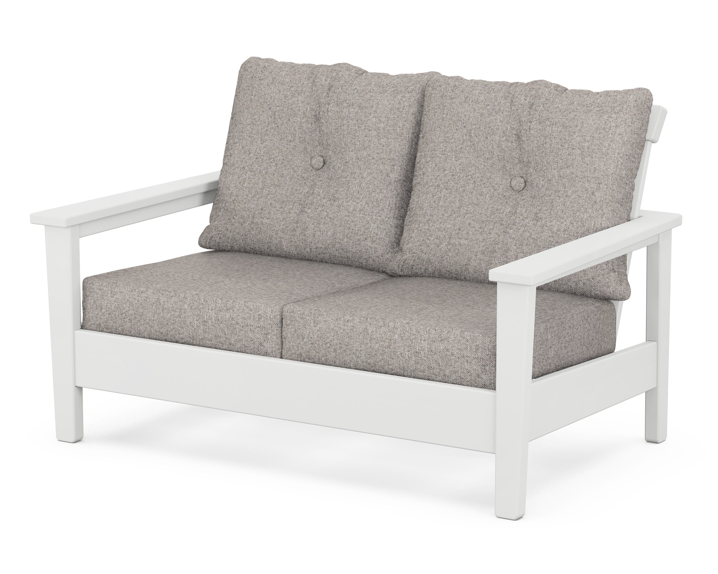 POLYWOOD® Prescott Deep Seating Loveseat in White / Weathered Tweed