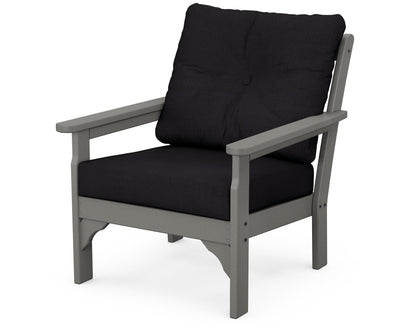 POLYWOOD® Vineyard Deep Seating Chair in Slate Grey / Midnight Linen
