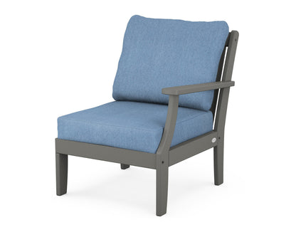 POLYWOOD® Braxton Modular Right Arm Chair in Slate Grey / Sky Blue