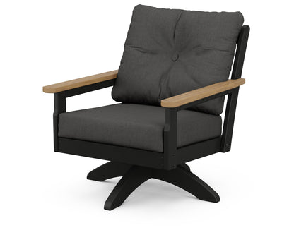 POLYWOOD® Vineyard Deep Seating Swivel Chair in Black / Natural / Spectrum Carbon
