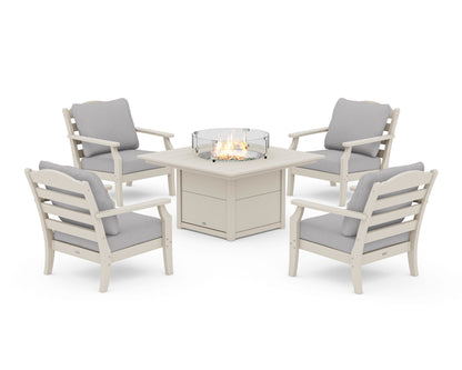Draper James™ by  POLYWOOD® Savannah 5-Piece Deep Seating Set with Fire Pit Table in Sand / Granite