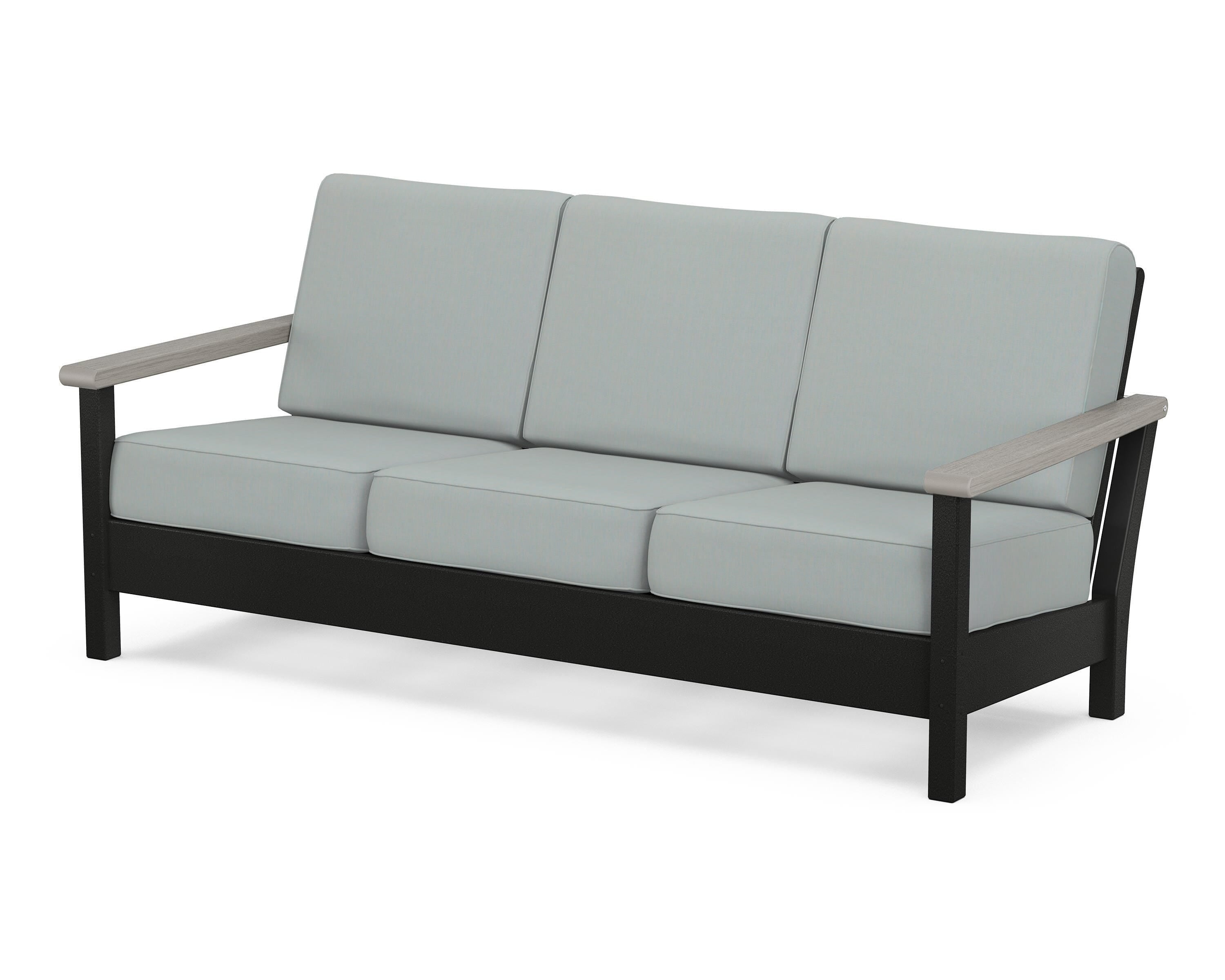 POLYWOOD® Harbour Deep Seating Sofa in Black / Driftwood / Spa