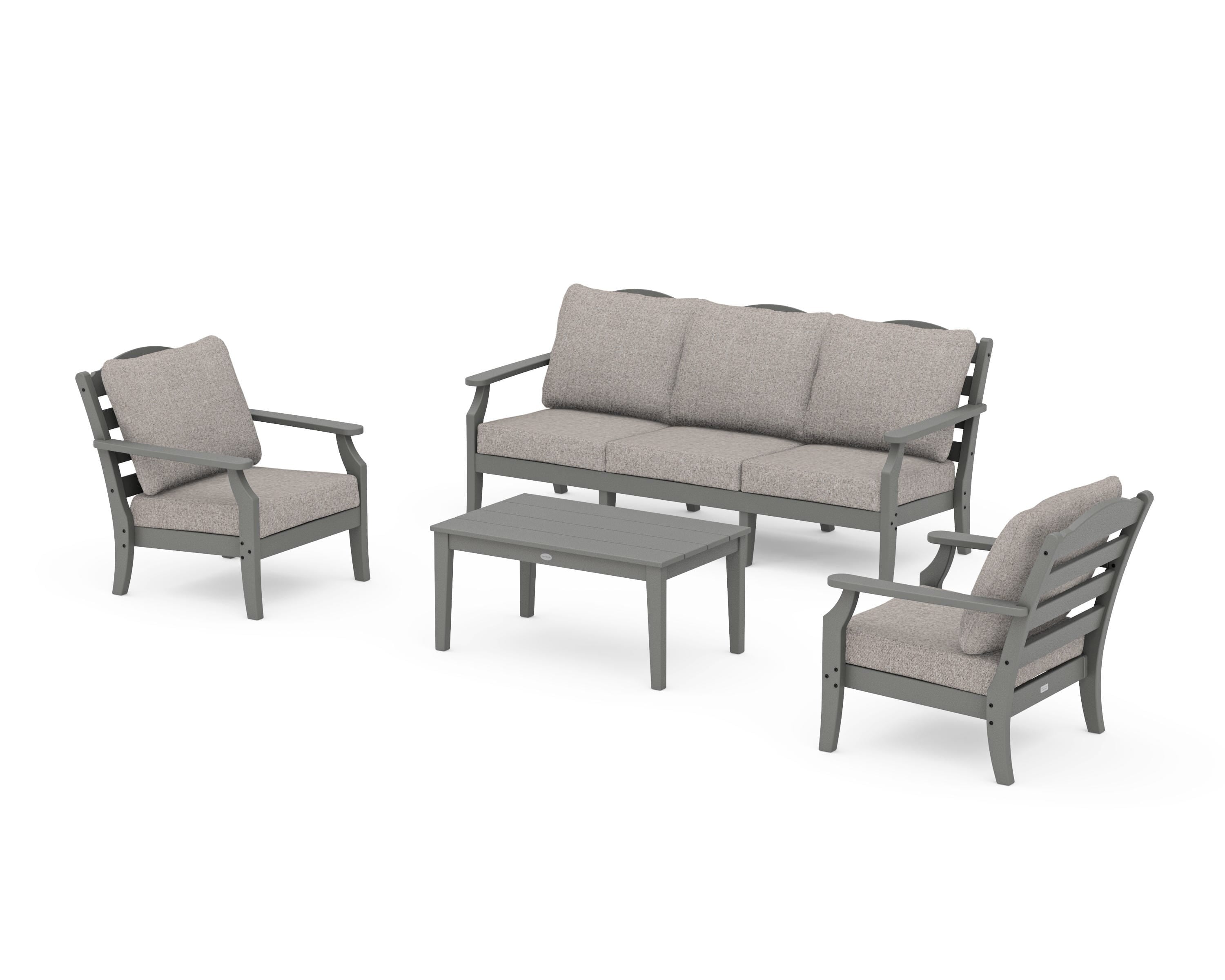 Draper James™ by  POLYWOOD® Savannah 4-Piece Deep Seating Set with Sofa in Slate Grey / Weathered Tweed