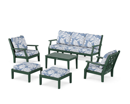 Country Living Wovendale 6-Piece Lounge Sofa Set in Green / Leaf Sky Blue