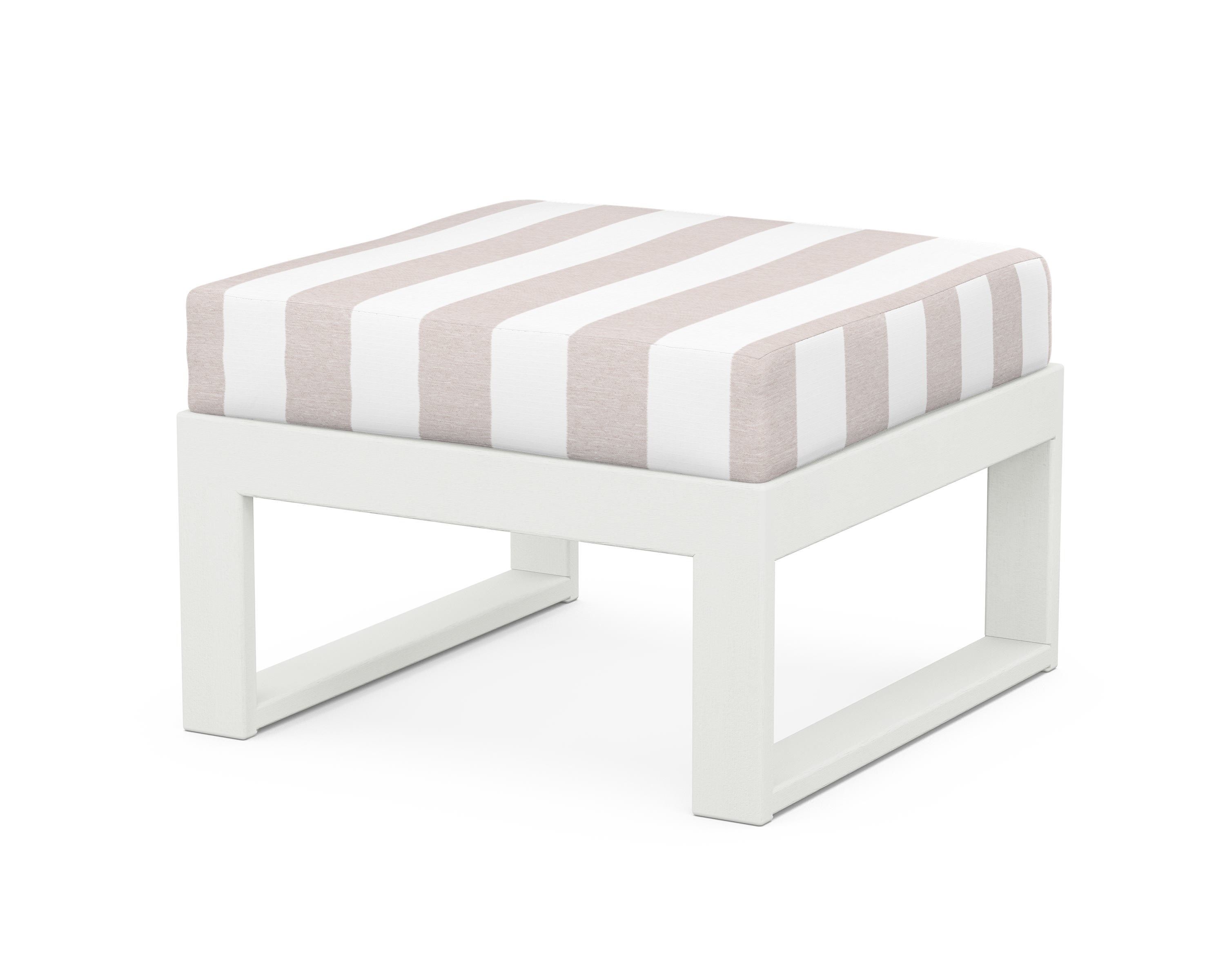 Unbranded Modular Ottoman - Modern in Vintage White / Cabana Stripe Dune Burlap