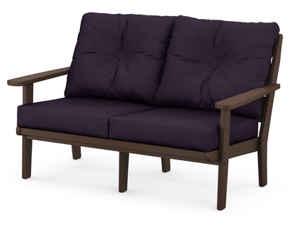 POLYWOOD® Lakeside Deep Seating Loveseat in Mahogany / Navy Linen