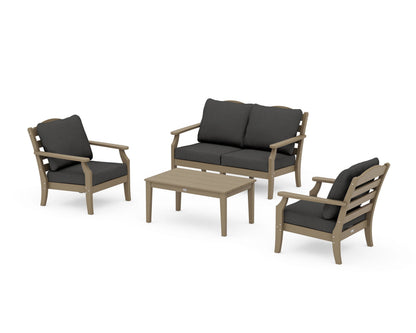 Draper James™ by  POLYWOOD® Savannah 4-Piece Deep Seating Set with Loveseat in Vintage Sahara / Spectrum Carbon