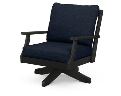 POLYWOOD® Braxton Deep Seating Swivel Chair in Black / Marine Indigo