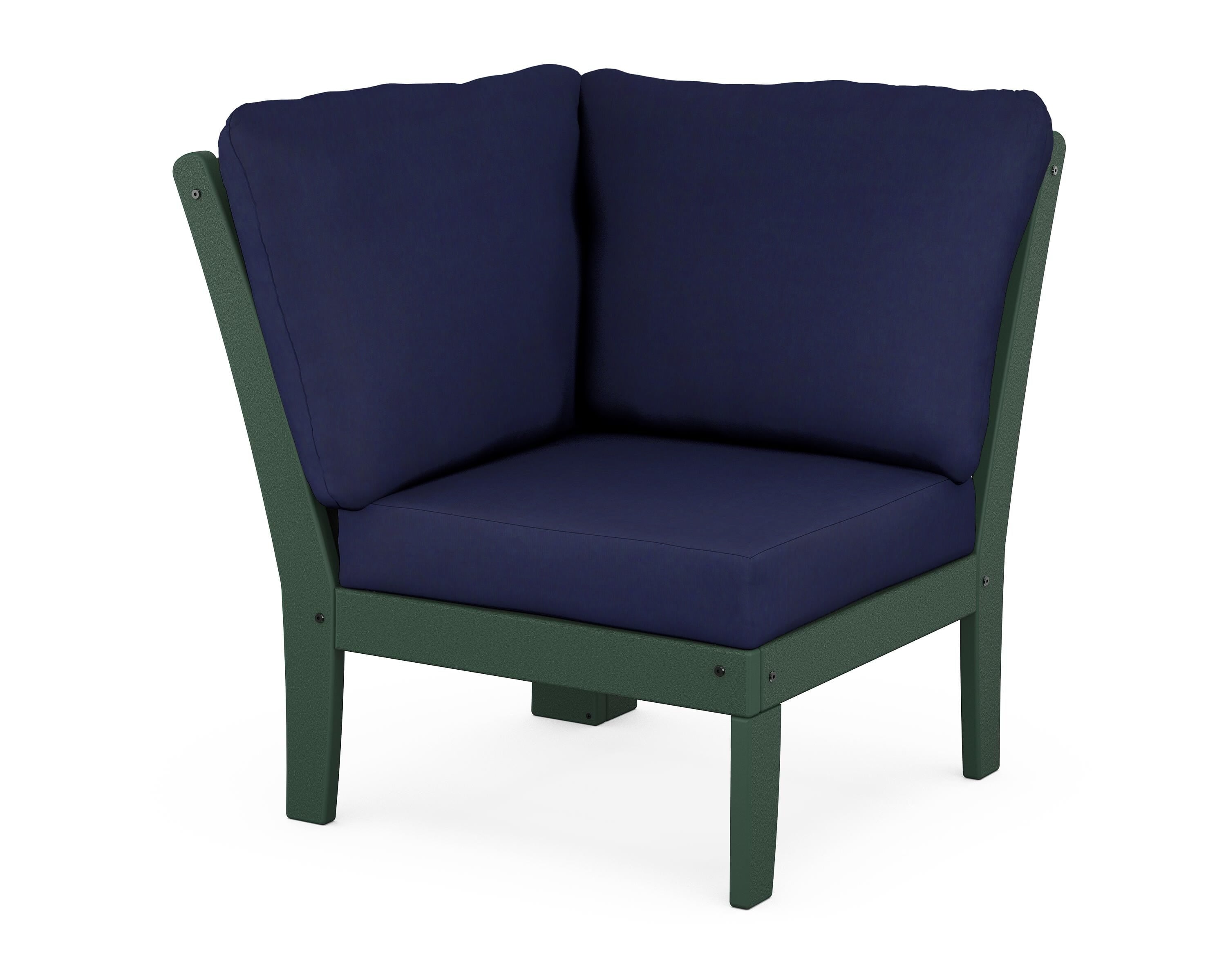 POLYWOOD® Braxton Modular Corner Chair in Green / Navy