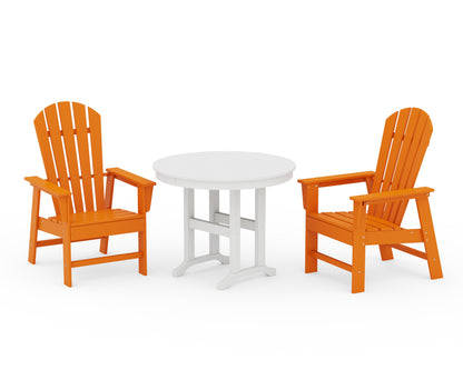 POLYWOOD® South Beach 3-Piece Round Farmhouse Dining Set in Tangerine / White