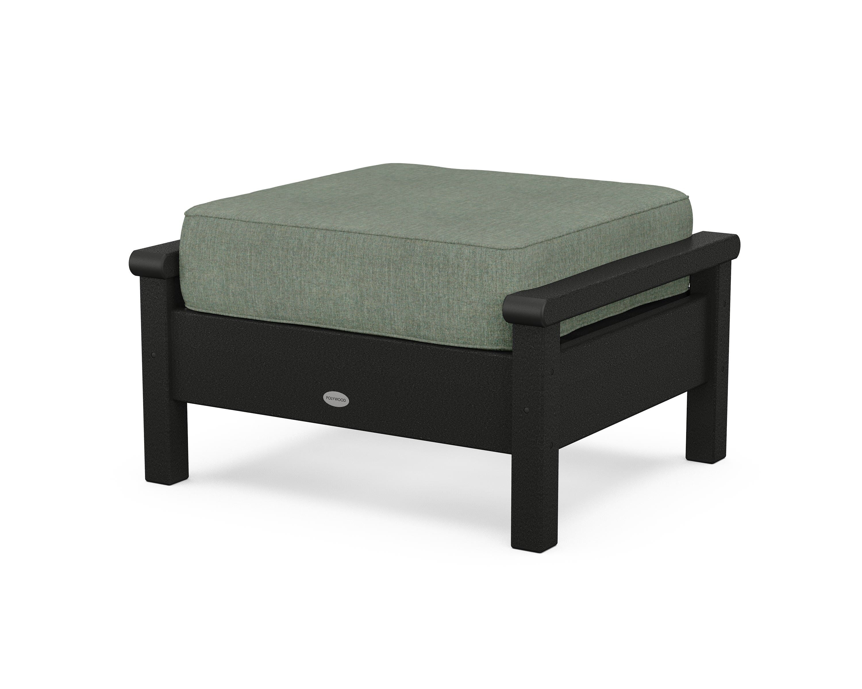 POLYWOOD® Harbour Deep Seating Ottoman in Black / Cast Sage