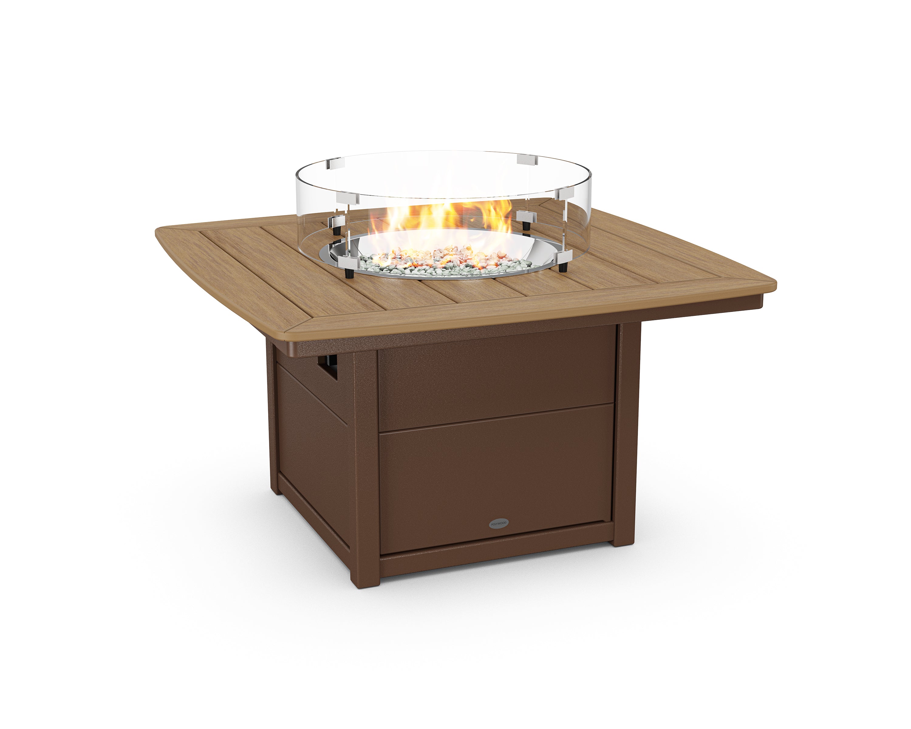 POLYWOOD® Nautical 42" Fire Pit Table in Mahogany / Natural