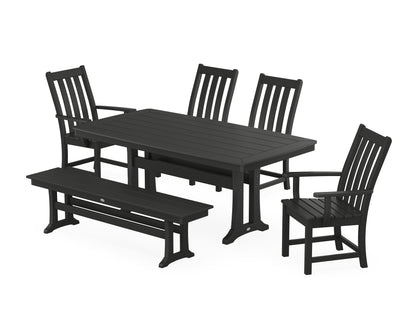 POLYWOOD® Vineyard 6-Piece Dining Set with Trestle Legs in Black