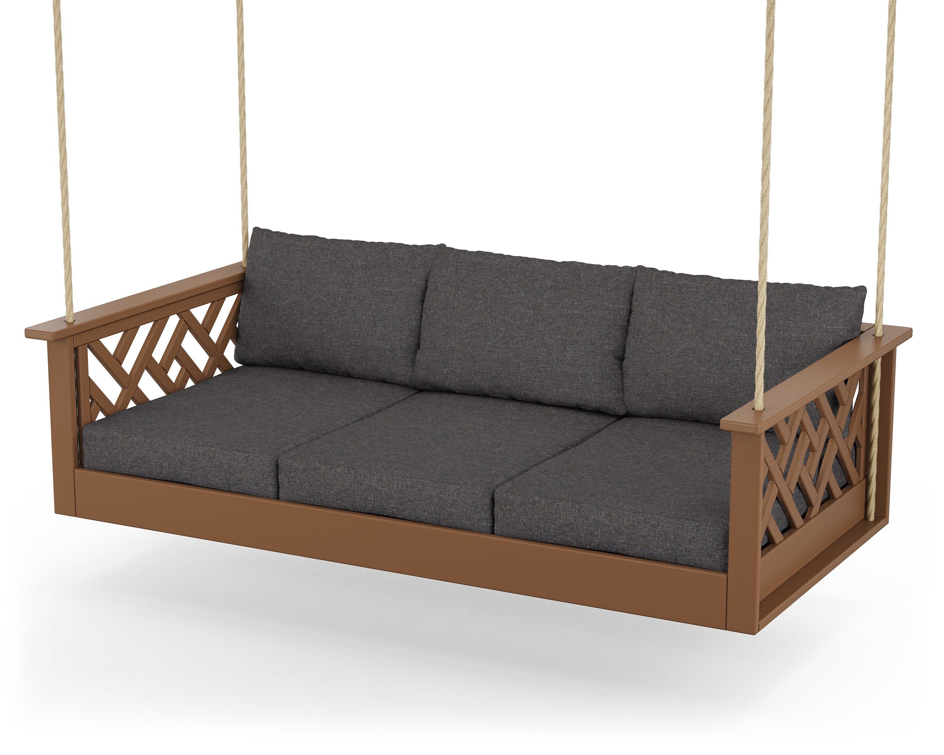 POLYWOOD® Chippendale Daybed Swing in Teak / Ash Charcoal