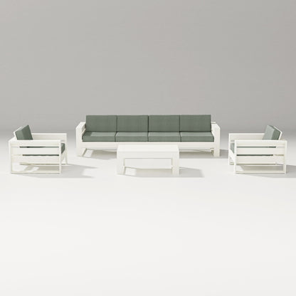 PW Designer Series Latitude 5-Piece Lounge Sofa Set in Vintage White / Cast Sage