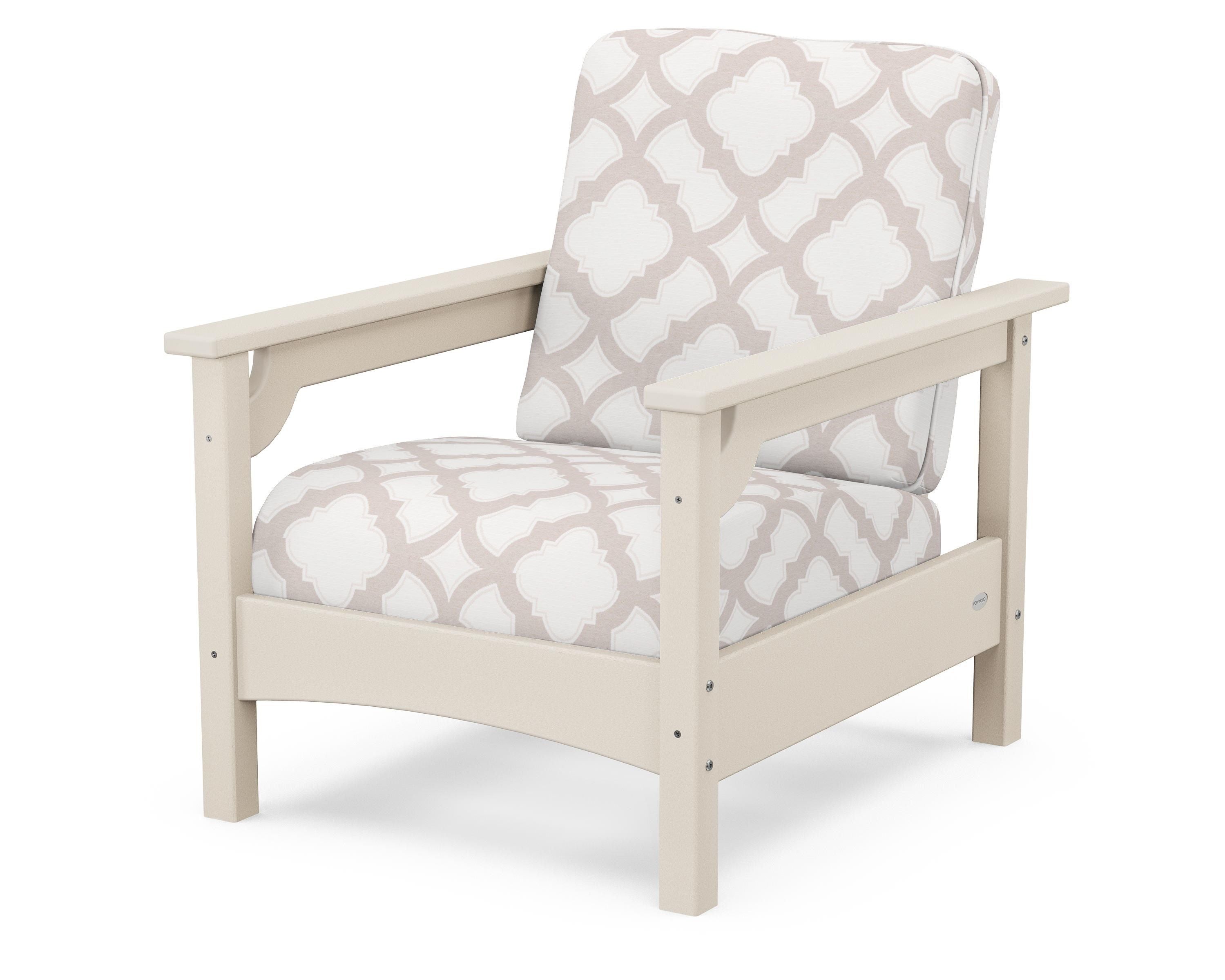 POLYWOOD® Club Chair in Sand / Trellis Dune Burlap