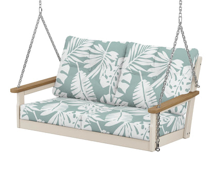POLYWOOD® Vineyard Deep Seating Swing in Sand / Natural / Leaf Glacier Spa