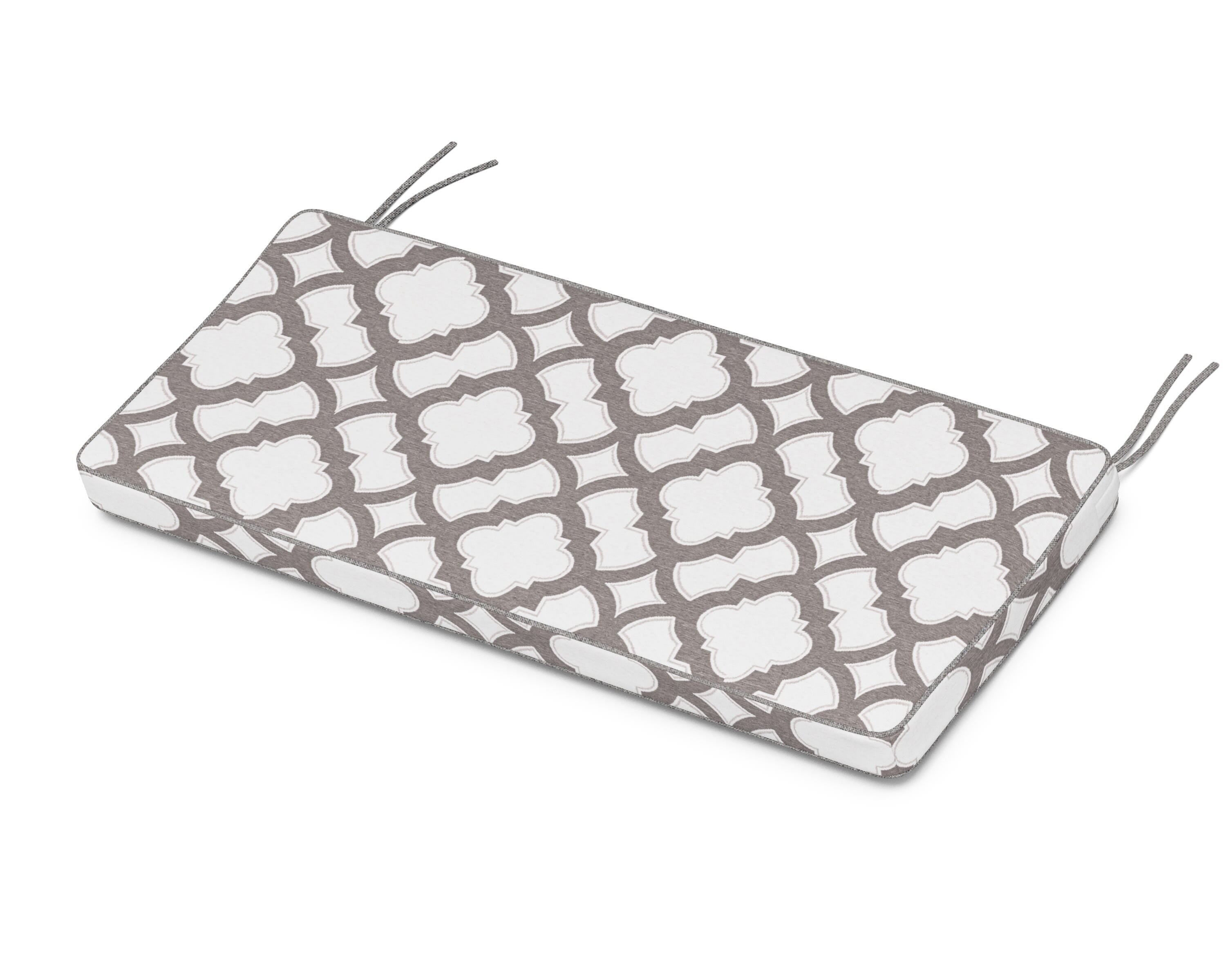 Martha Stewart by POLYWOOD® Chinoiserie Bench Seat Cushion in Trellis Grey Mist