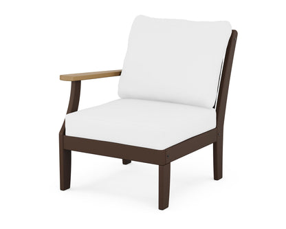 POLYWOOD® Braxton Modular Left Arm Chair in Mahogany / Natural / Natural