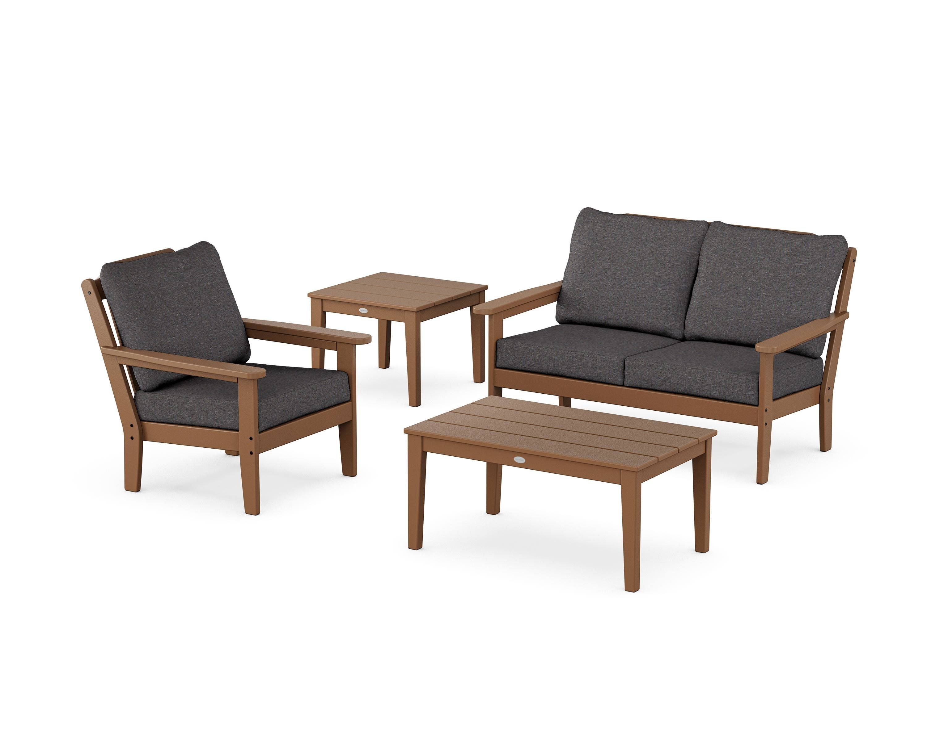Country Living Wovendale 4-Piece Deep Seating Set in Teak / Ash Charcoal