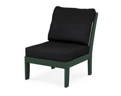 POLYWOOD® Braxton Modular Armless Chair in Green / Midnight Linen