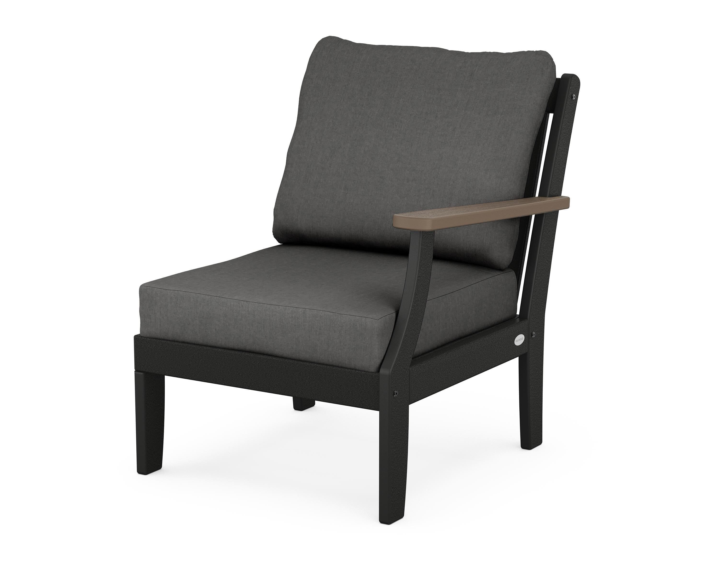 POLYWOOD® Braxton Modular Right Arm Chair in Black / Kona / Spectrum Carbon