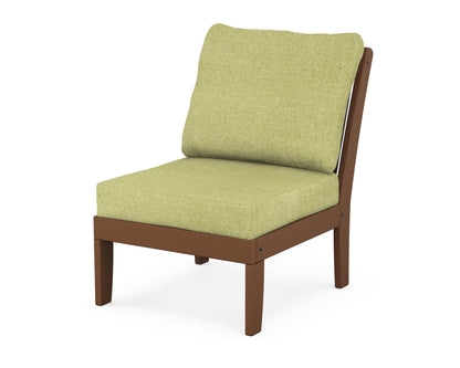 POLYWOOD® Braxton Modular Armless Chair in Teak / Chartreuse Boucle