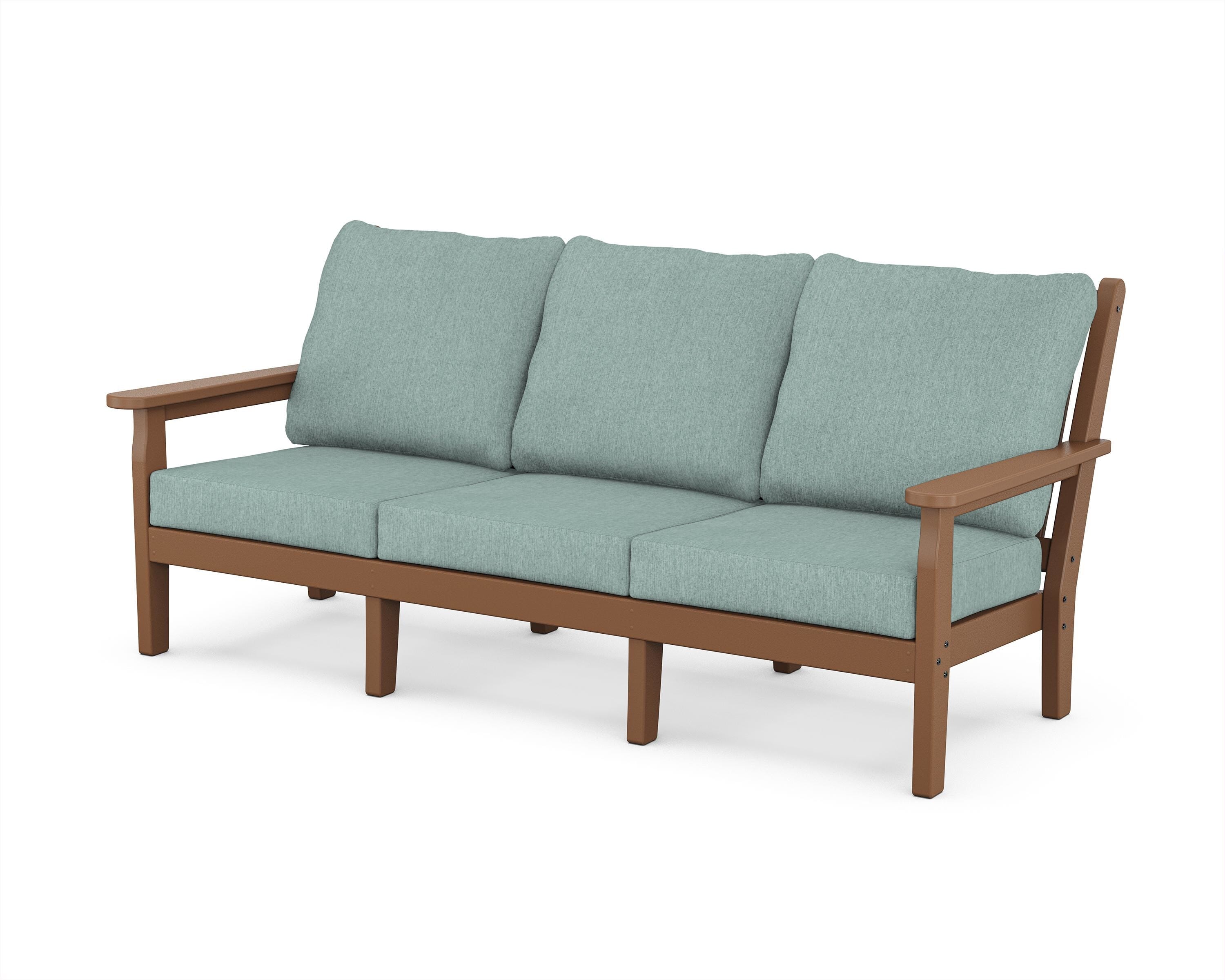 POLYWOOD® Chippendale Deep Seating Sofa in Teak / Glacier Spa