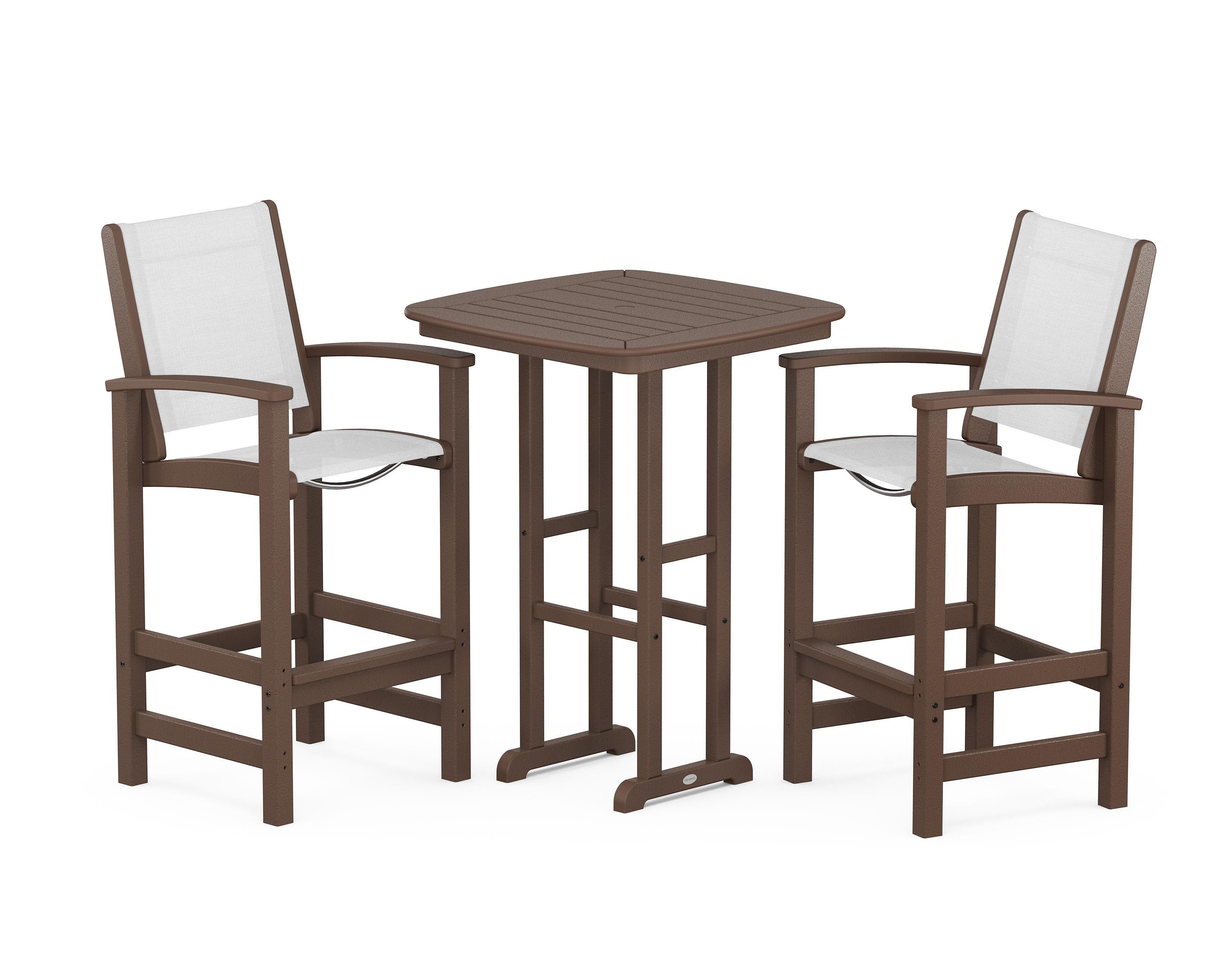 POLYWOOD® Coastal 3-Piece Bar Set in Mahogany / White Sling