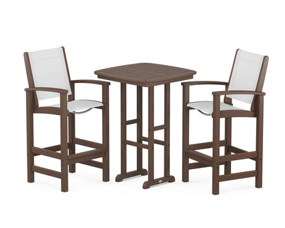 POLYWOOD® Coastal 3-Piece Bar Set in Mahogany / White Sling