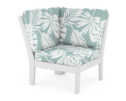 POLYWOOD® Braxton Modular Corner Chair in White / Leaf Glacier Spa