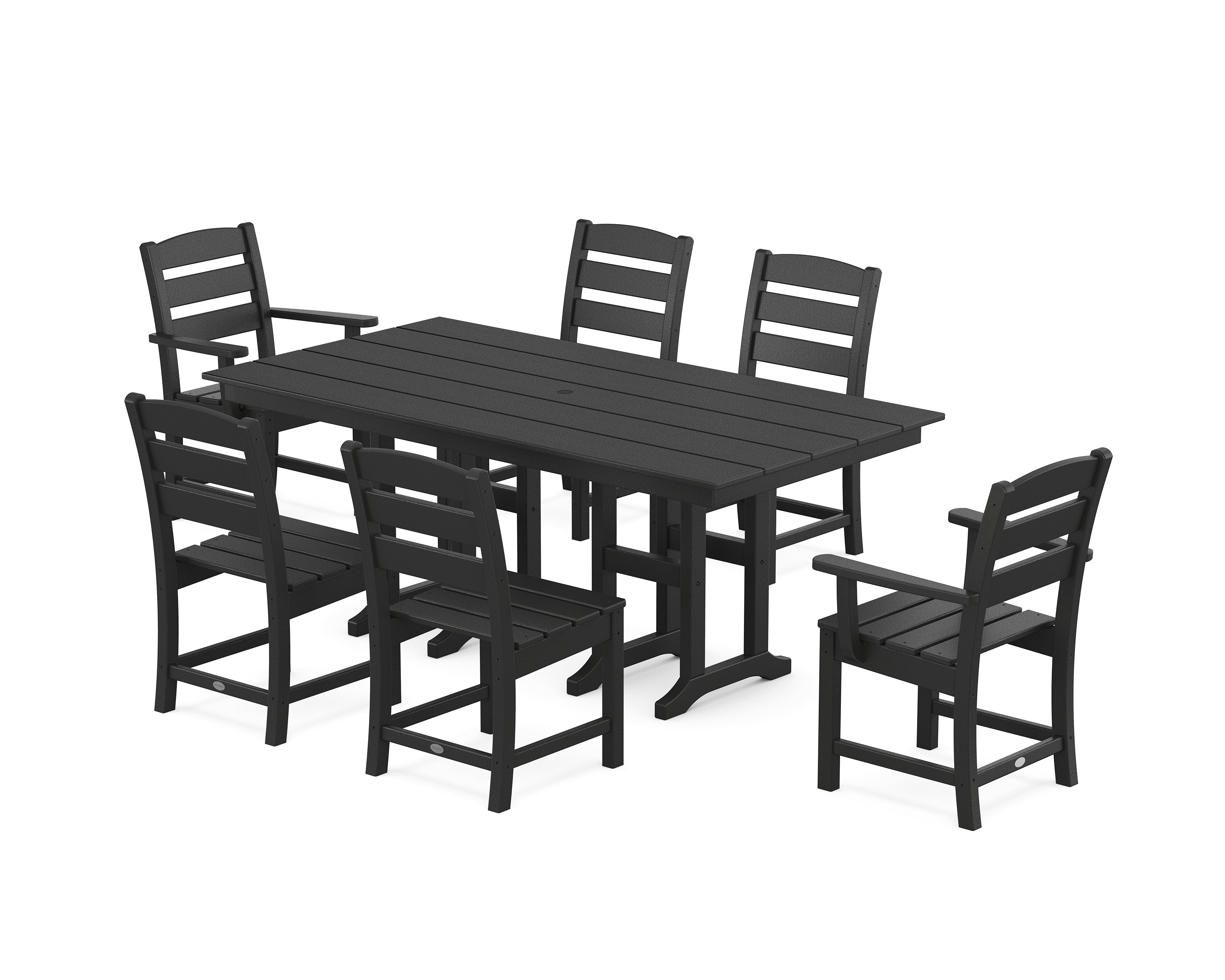 POLYWOOD® Lakeside 7-Piece Farmhouse Dining Set in Black