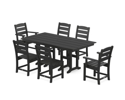 POLYWOOD® Lakeside 7-Piece Farmhouse Dining Set in Black