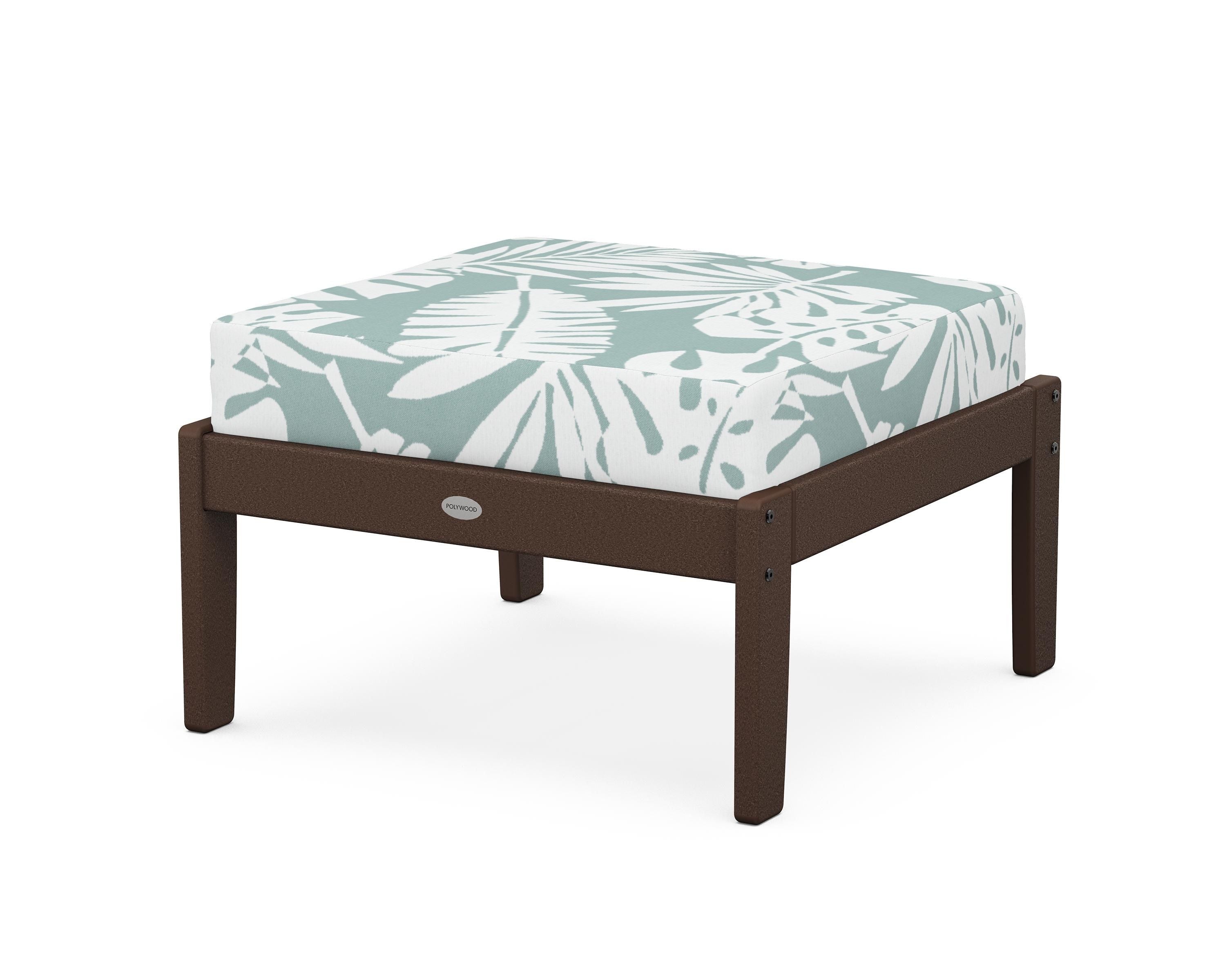 POLYWOOD® Braxton Deep Seating Ottoman in Mahogany / Leaf Glacier Spa