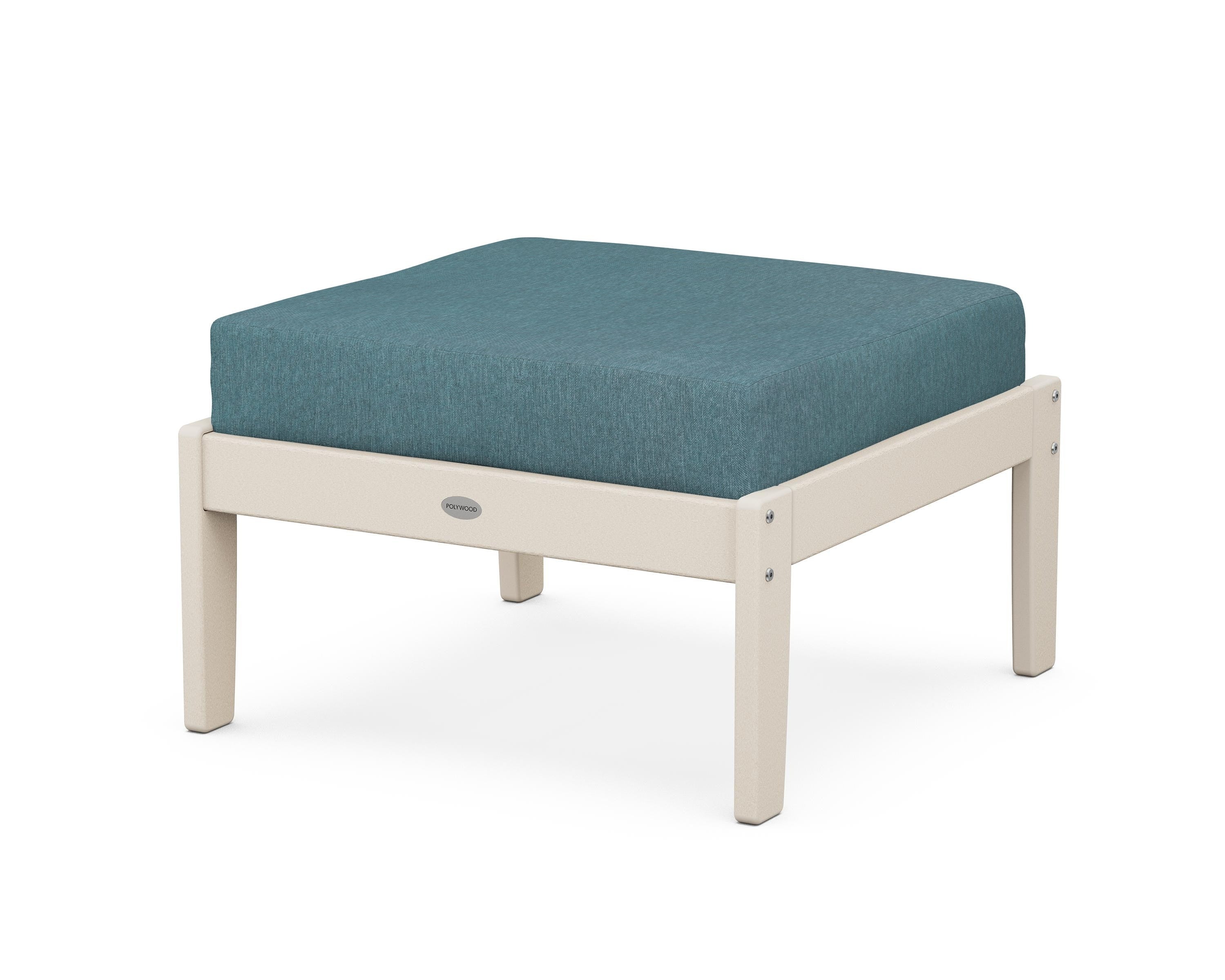 POLYWOOD® Braxton Deep Seating Ottoman in Sand / Ocean Teal