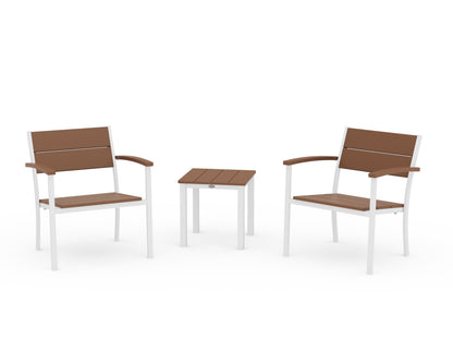 POLYWOOD® Main Street 3-Piece Lounge Chair Set in White / Teak