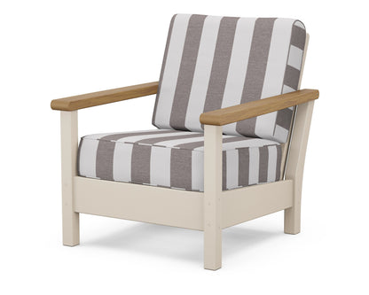 POLYWOOD® Harbour Deep Seating Chair in Sand / Natural / Cabana Stripe Grey Mist
