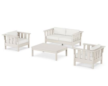 Martha Stewart by POLYWOOD® Acadia 4-Piece Deep Seating Set with Loveseat in Sand / Natural Linen