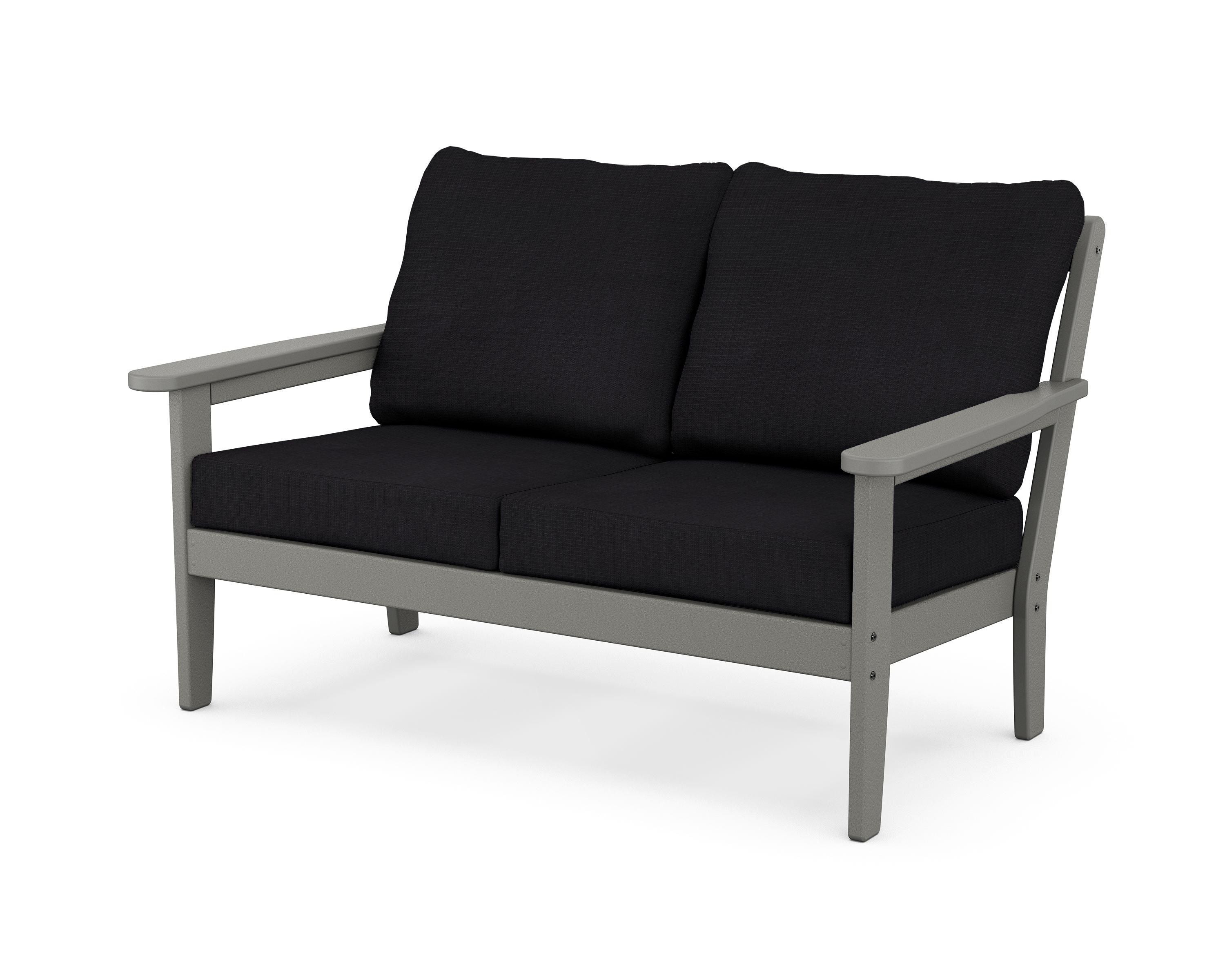 Country Living Cottage Deep Seating Loveseat in Slate Grey / Midnight Linen