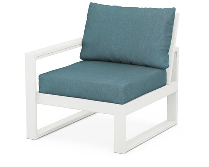 POLYWOOD® EDGE Modular Left Arm Chair in Vintage White / Ocean Teal
