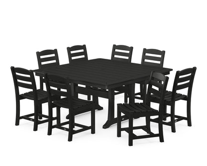 POLYWOOD® La Casa Café 9-Piece Nautical Trestle Dining Set in Black