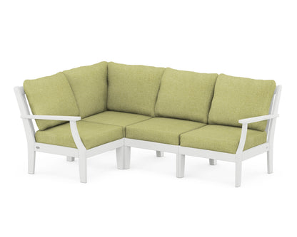 POLYWOOD® Braxton Modular 4-Piece Deep Seating Set in White / Chartreuse Boucle