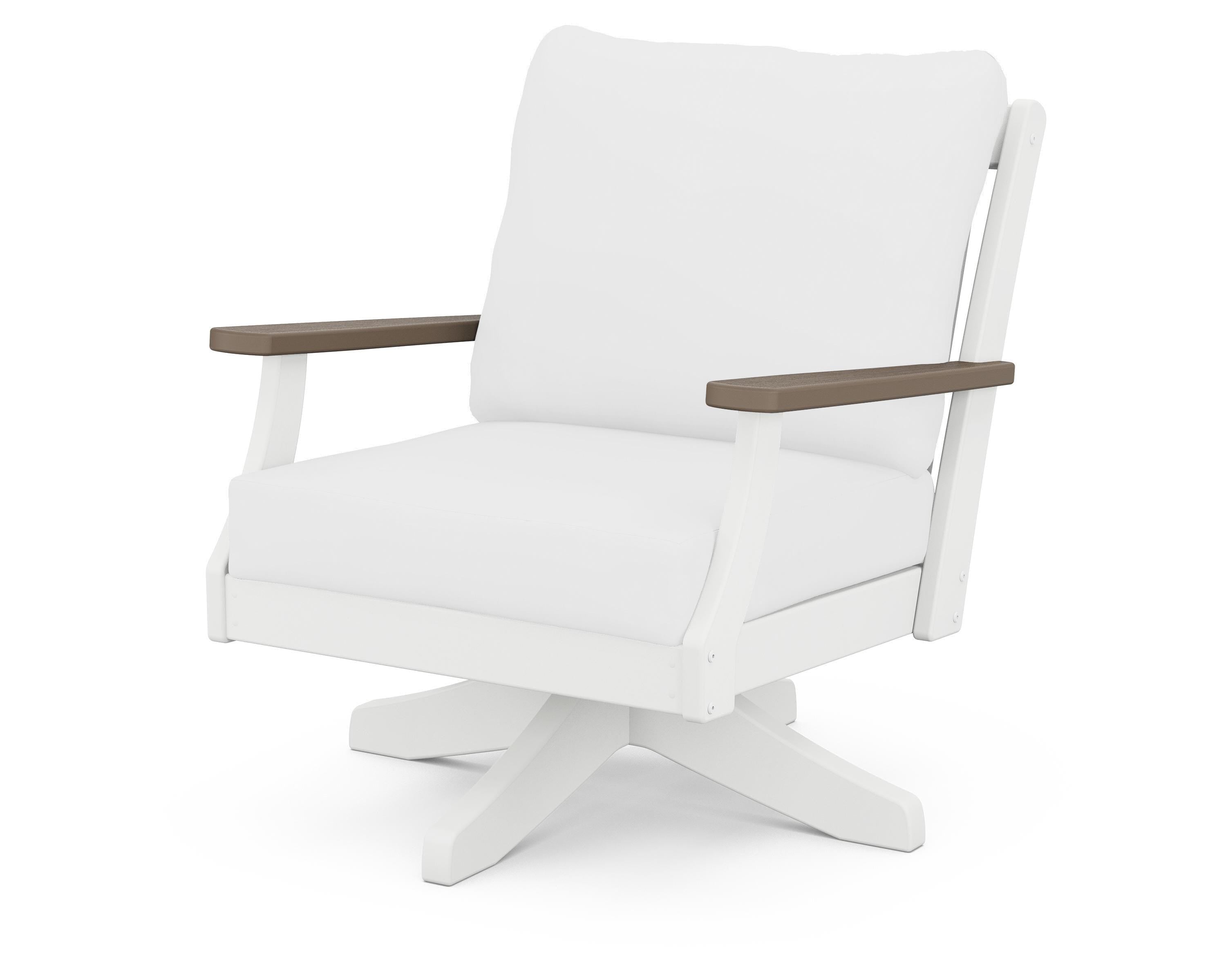 POLYWOOD® Braxton Deep Seating Swivel Chair in White / Kona / Natural