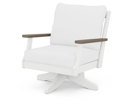 POLYWOOD® Braxton Deep Seating Swivel Chair in White / Kona / Natural