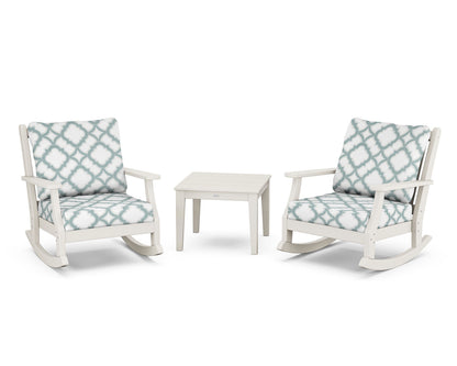 Country Living Wovendale 3-Piece Deep Seating Rocker Set in Sand / Trellis Glacier Spa