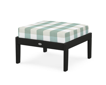 POLYWOOD® Braxton Deep Seating Ottoman in Black / Buffalo Plaid Glacier Spa