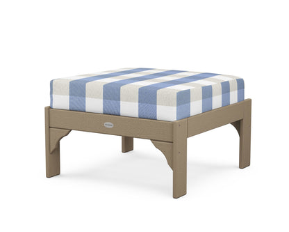 POLYWOOD¬Æ Vineyard Deep Seating Ottoman in Vintage Sahara / Buffalo Plaid Sky Blue